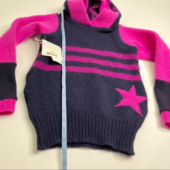 Rare! NEW Banbutsu 100% Wool Barbie Pink Purple Navy Striped Star Hoodie Shirt - Picture 14 of 14
